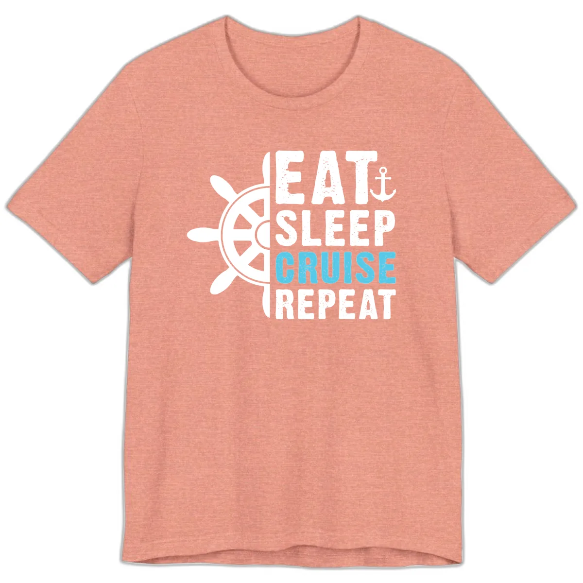 Eat Sleep Cruise Repeat Premium T-Shirt in Heather Sunset