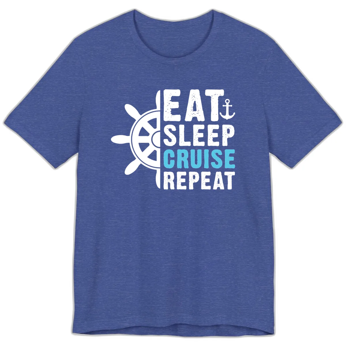 Eat Sleep Cruise Repeat Premium T-Shirt in Heather True Royal