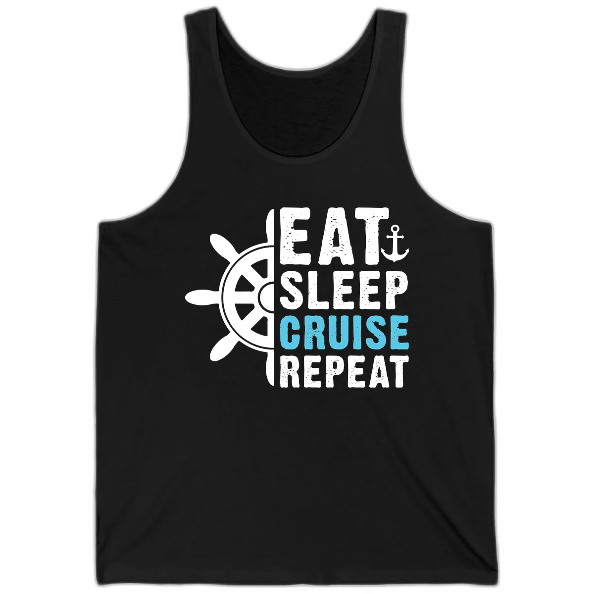 Eat Sleep Cruise Repeat Tank in Black