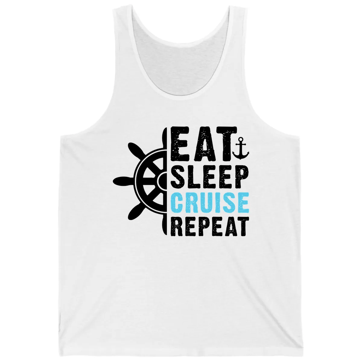 Eat Sleep Cruise Repeat Tank in White