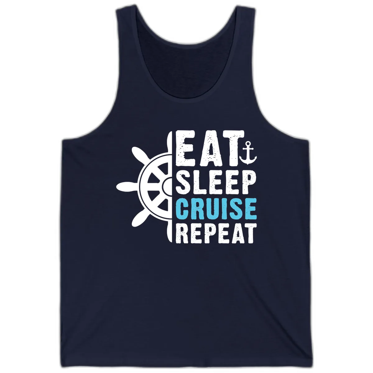 Eat Sleep Cruise Repeat Tank in Navy