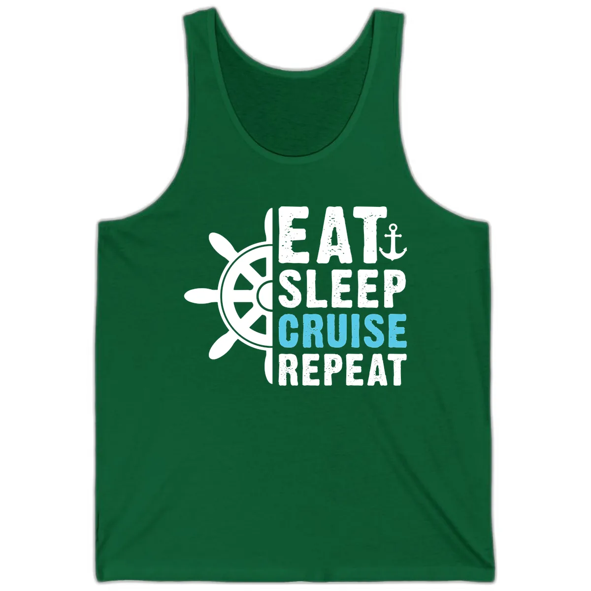 Eat Sleep Cruise Repeat Tank in Kelly
