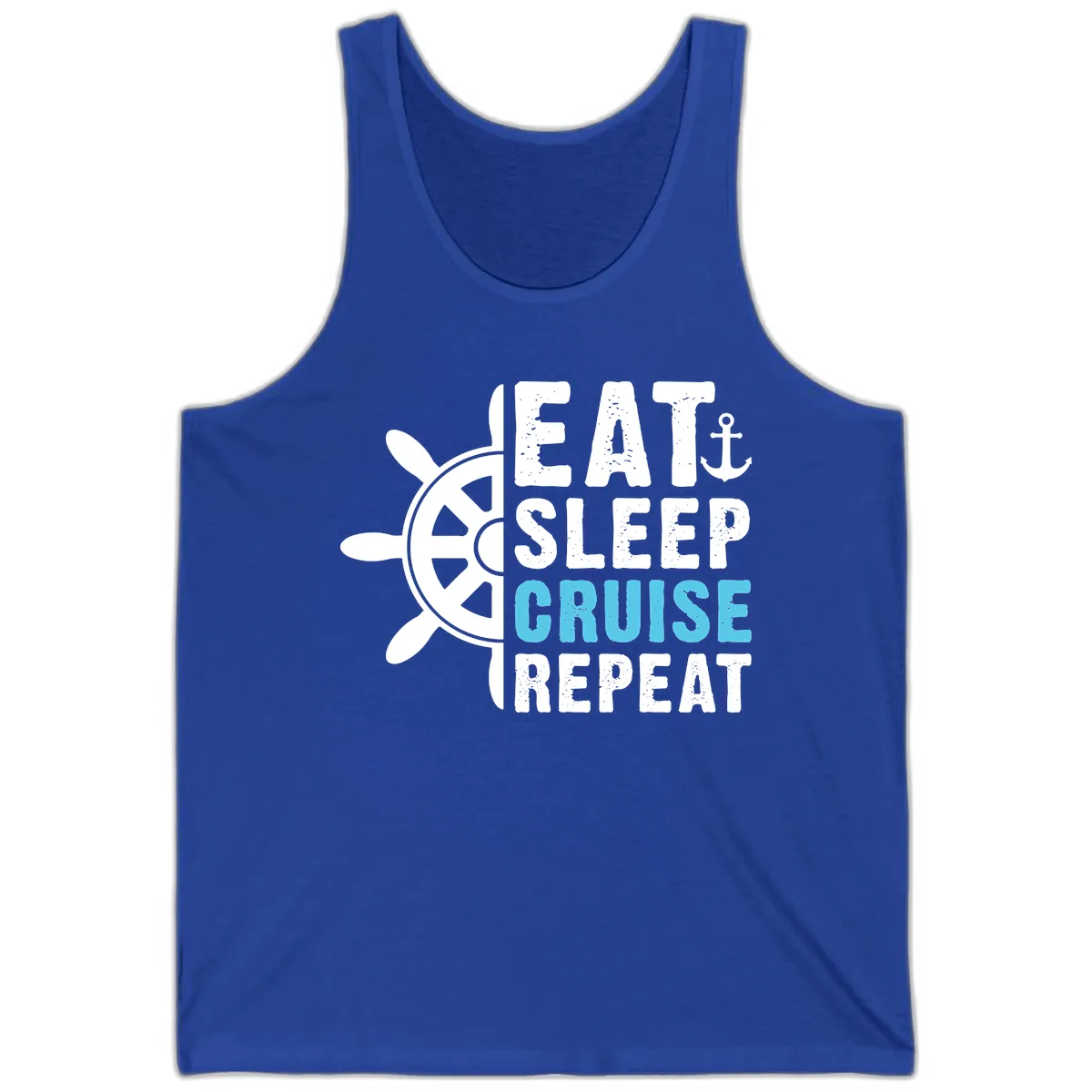 Eat Sleep Cruise Repeat Tank in True Royal