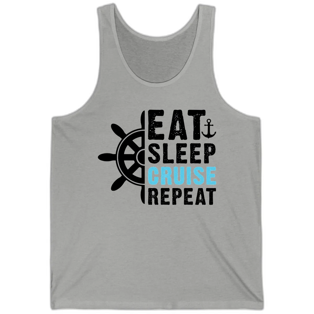Eat Sleep Cruise Repeat Tank in Athletic Heather