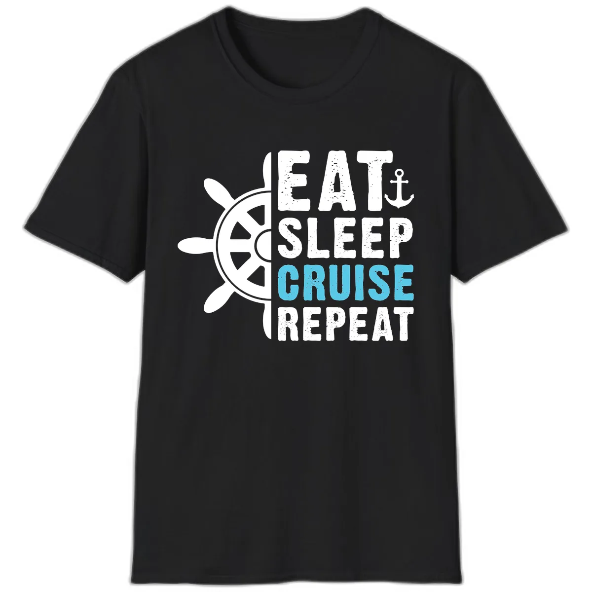 Eat Sleep Cruise Repeat T-Shirt in Black