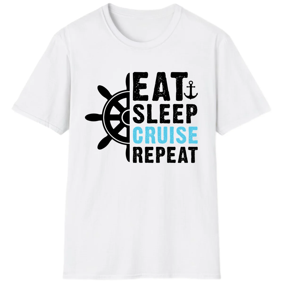 Eat Sleep Cruise Repeat T-Shirt in White