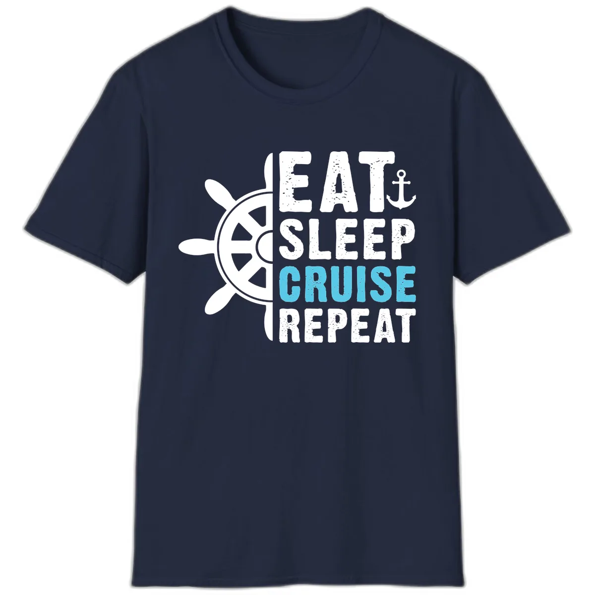 Eat Sleep Cruise Repeat T-Shirt in Navy