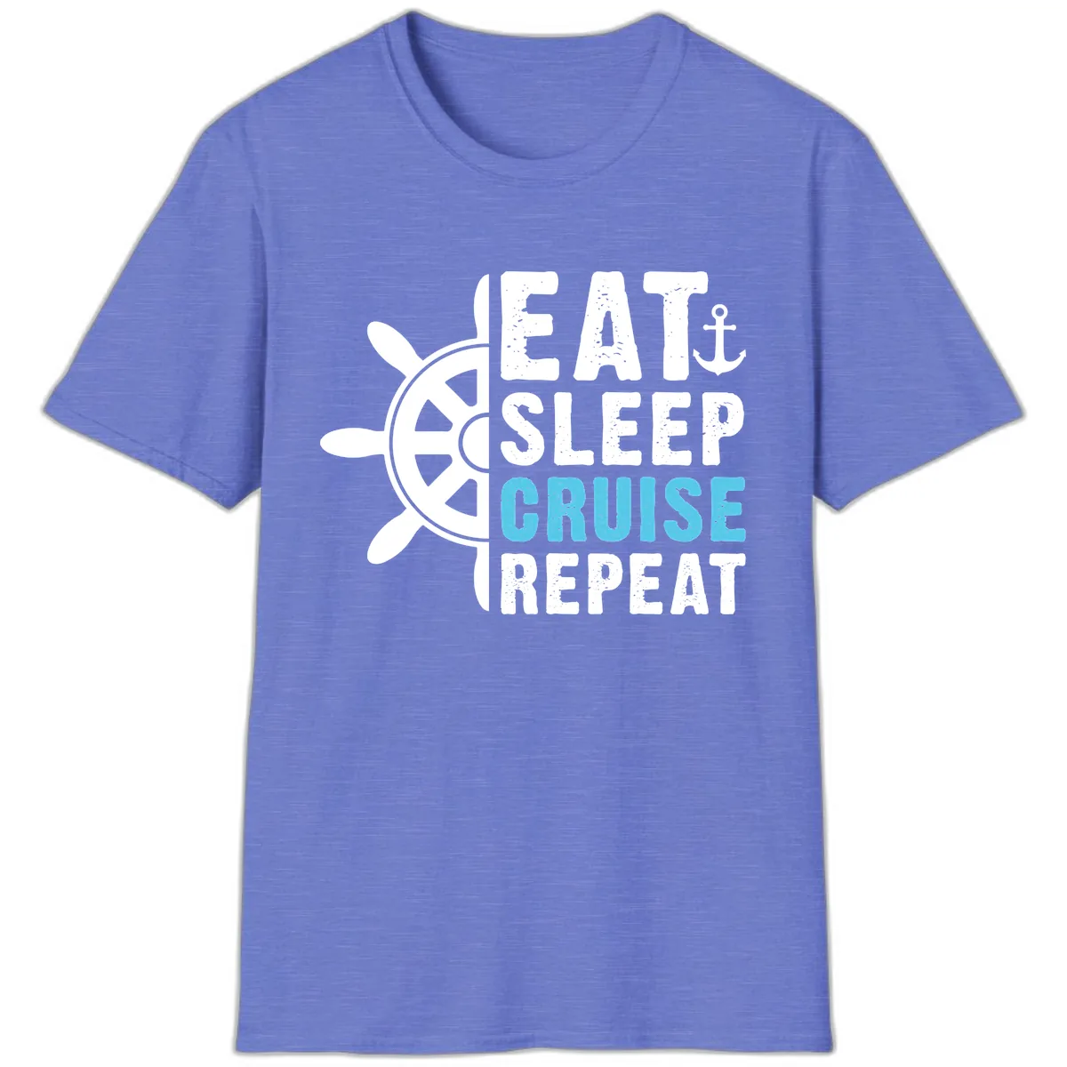 Eat Sleep Cruise Repeat T-Shirt in Heather Royal