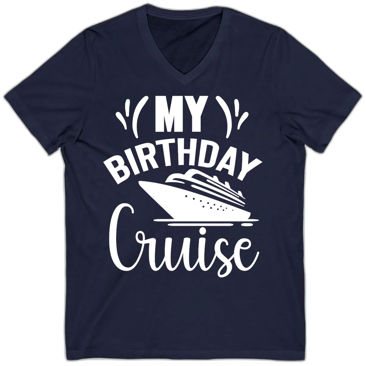 My Birthday Cruise V-Neck in Navy