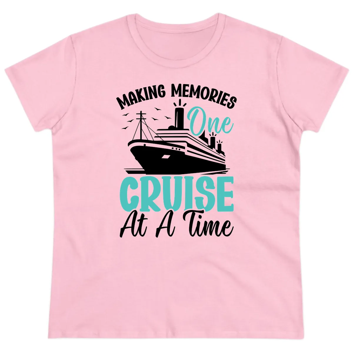 Making Memories One Cruise At A Time Ladies Tee in Light Pink