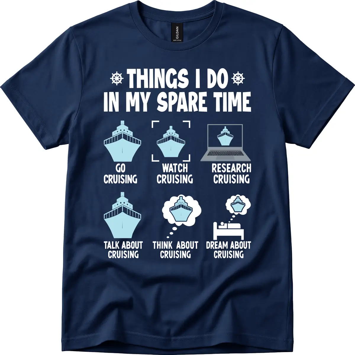 Things I Do In My Spare Time Cruising T-Shirt in Navy