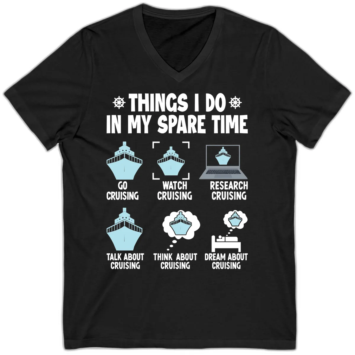 Things I Do In My Spare Time Cruising V-Neck in Black