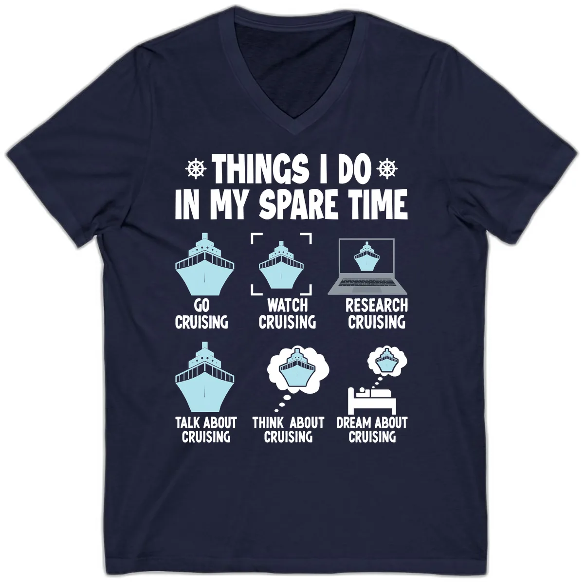 Things I Do In My Spare Time Cruising V-Neck in Navy