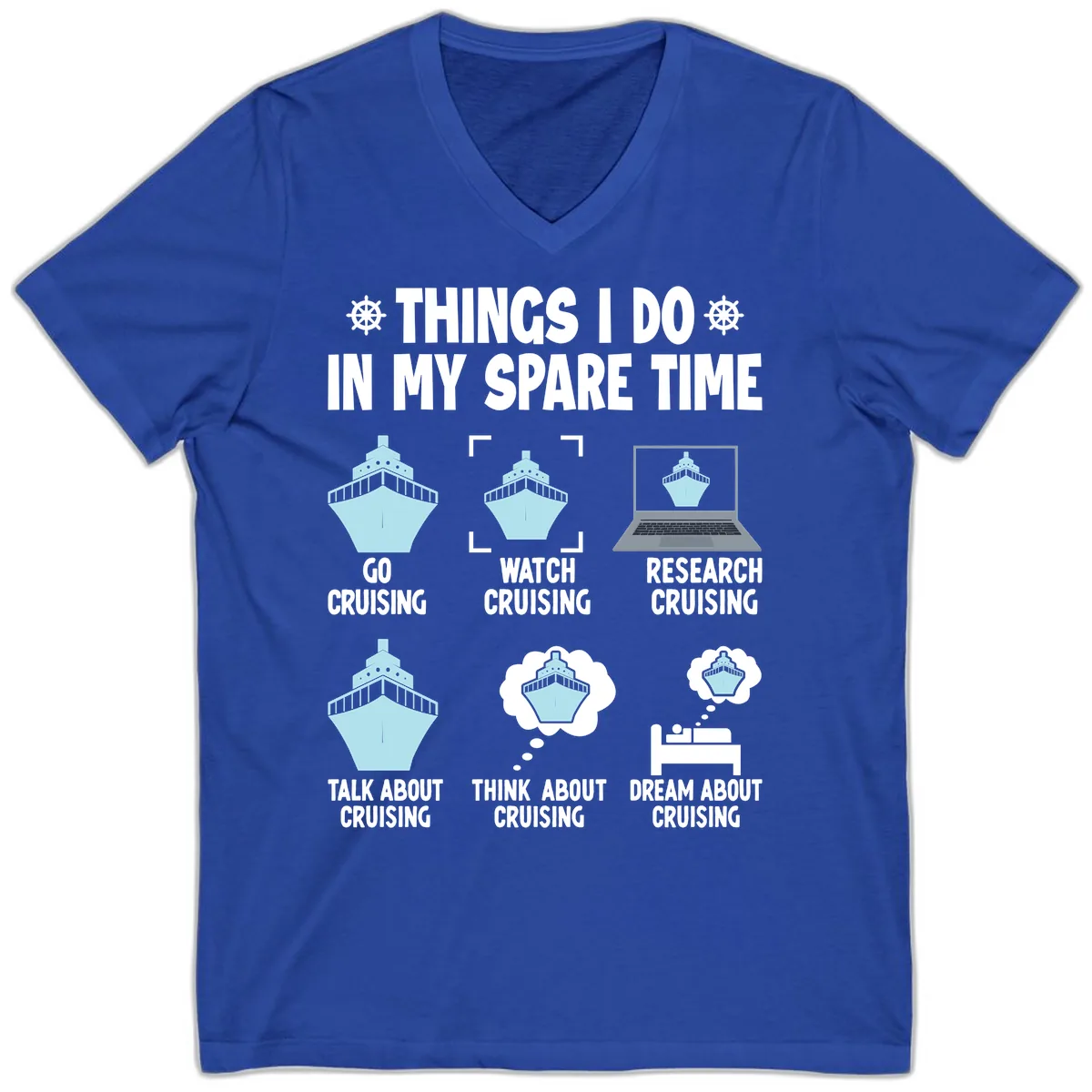 Things I Do In My Spare Time Cruising V-Neck in True Royal