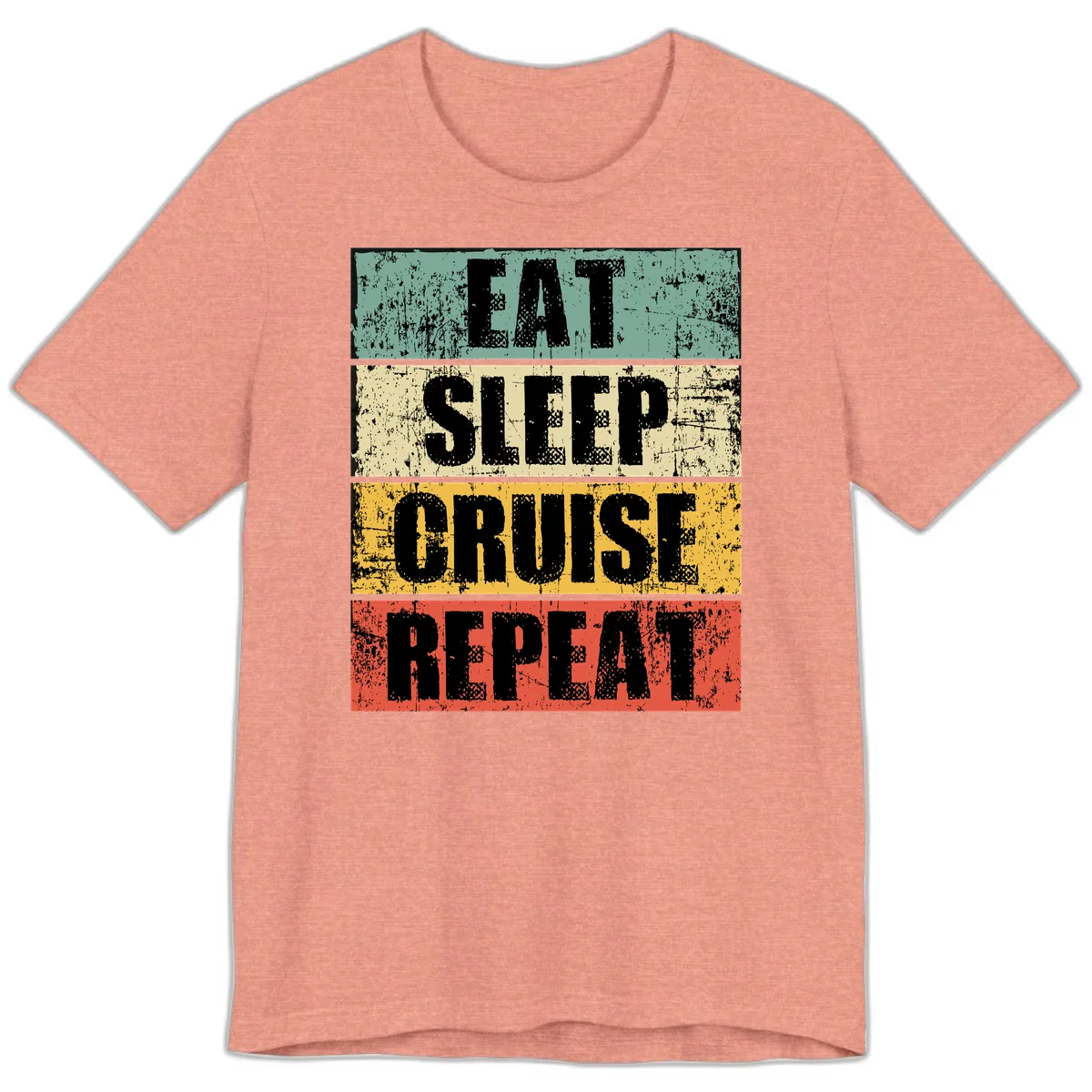 Eat Sleep Cruise Repeat Premium T-Shirt in Heather Sunset