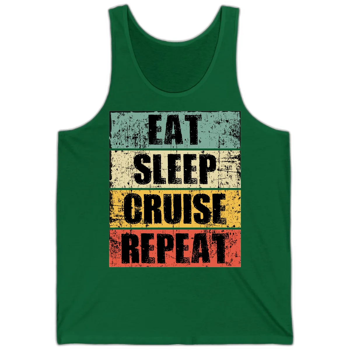Eat Sleep Cruise Repeat Tank in Kelly