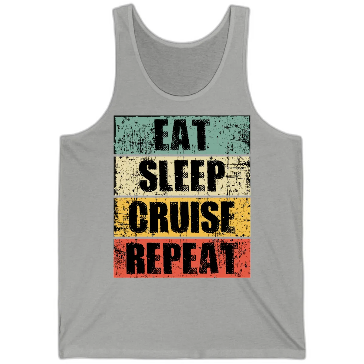 Eat Sleep Cruise Repeat Tank in Athletic Heather