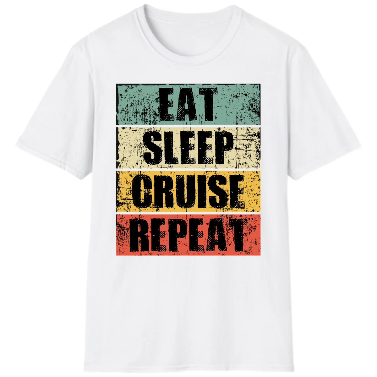 Eat Sleep Cruise Repeat T-Shirt in White