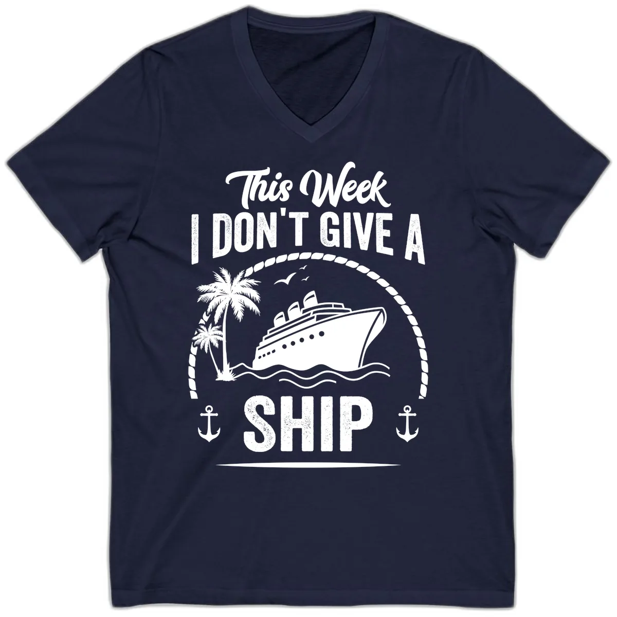 This Week I Don't Give A Ship V-Neck in Navy