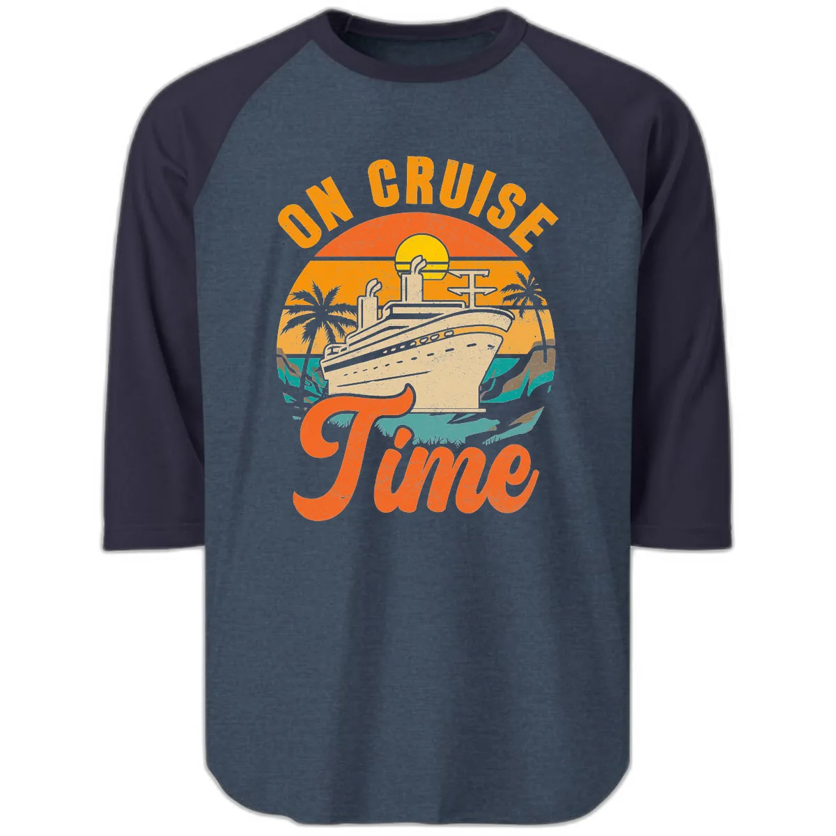 On Cruise Time Raglan 3/4 in Heather Denim Navy