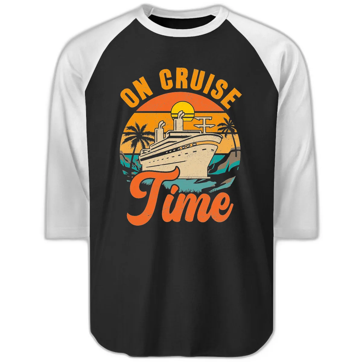On Cruise Time Raglan 3/4 in Black White