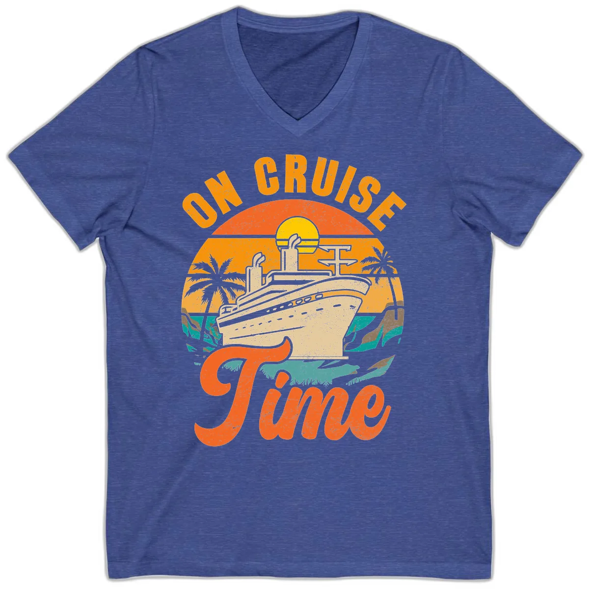 On Cruise Time V-Neck in Heather True Royal