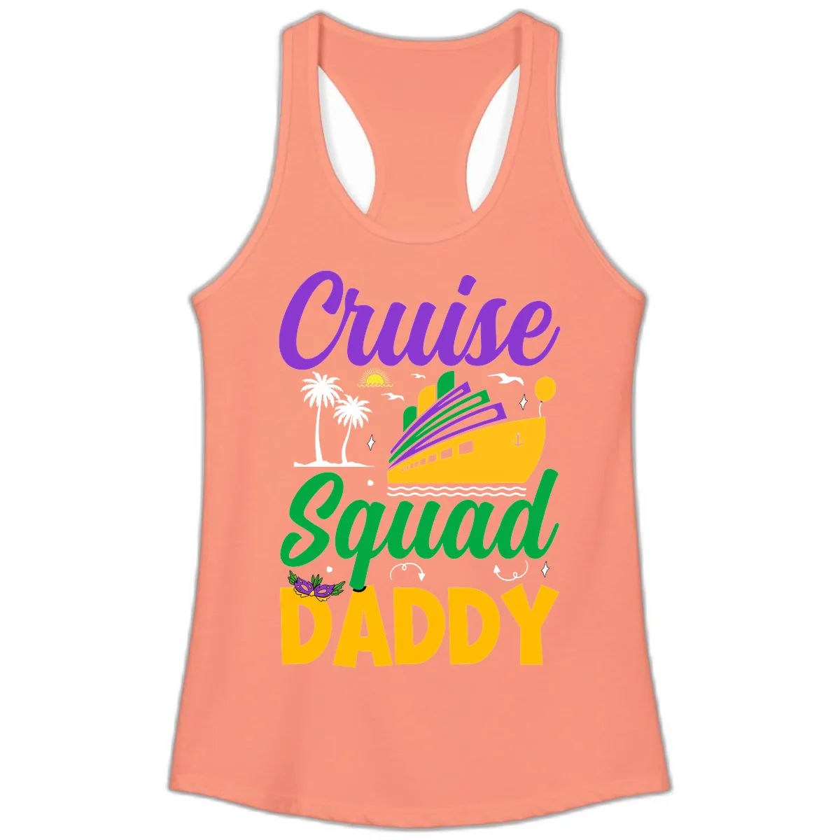 Cruise Squad Daddy Ladies Tank in Solid Light Orange