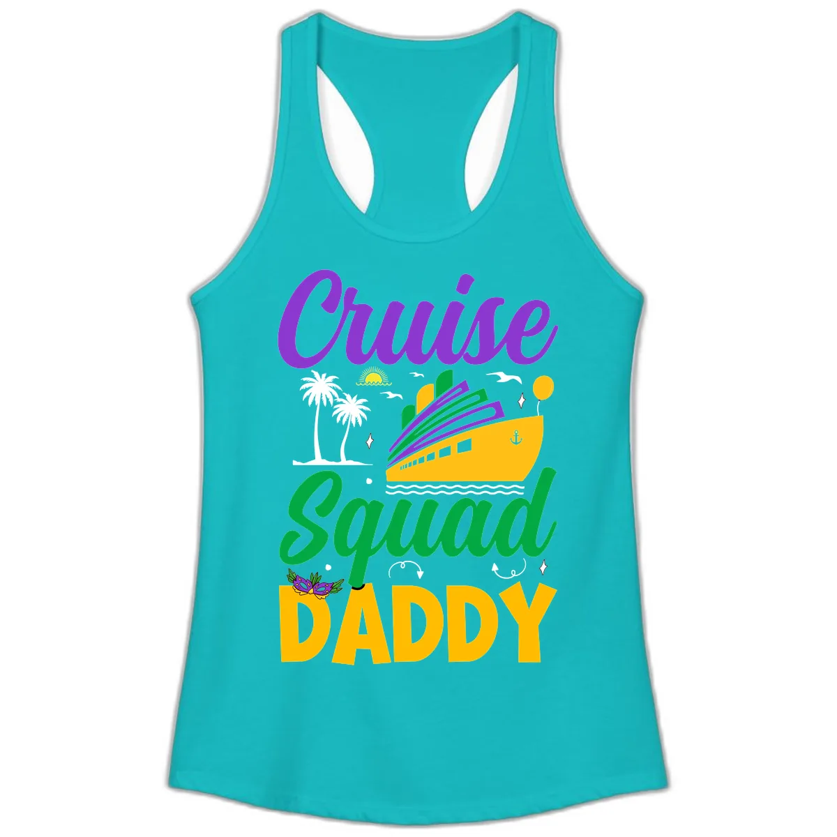 Cruise Squad Daddy Ladies Tank in Tahiti Blue