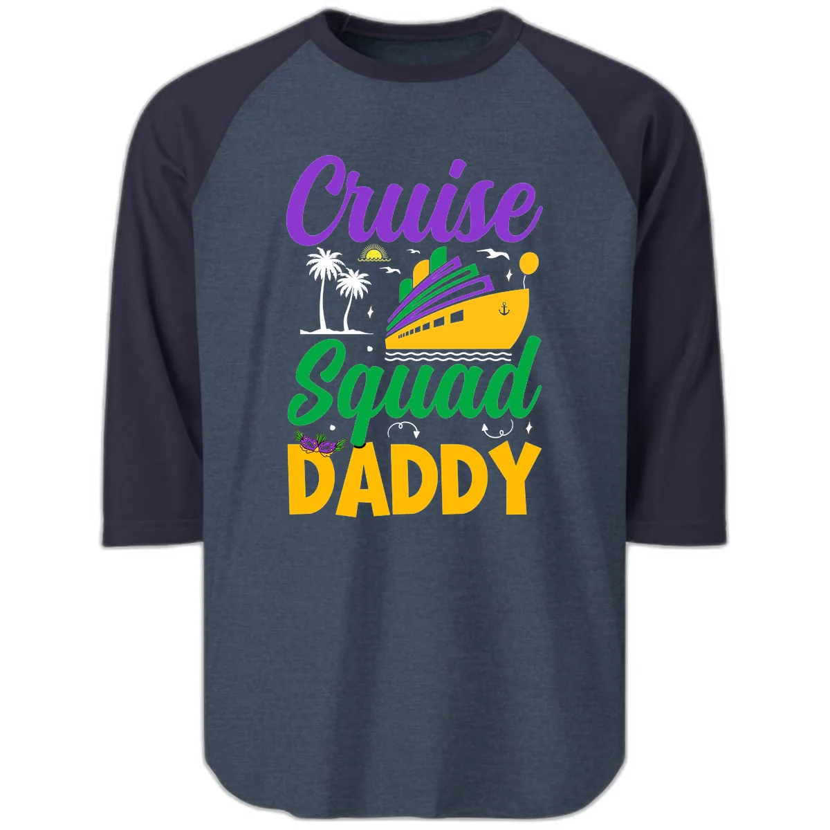 Cruise Squad Daddy Raglan 3/4 in Heather Denim Navy
