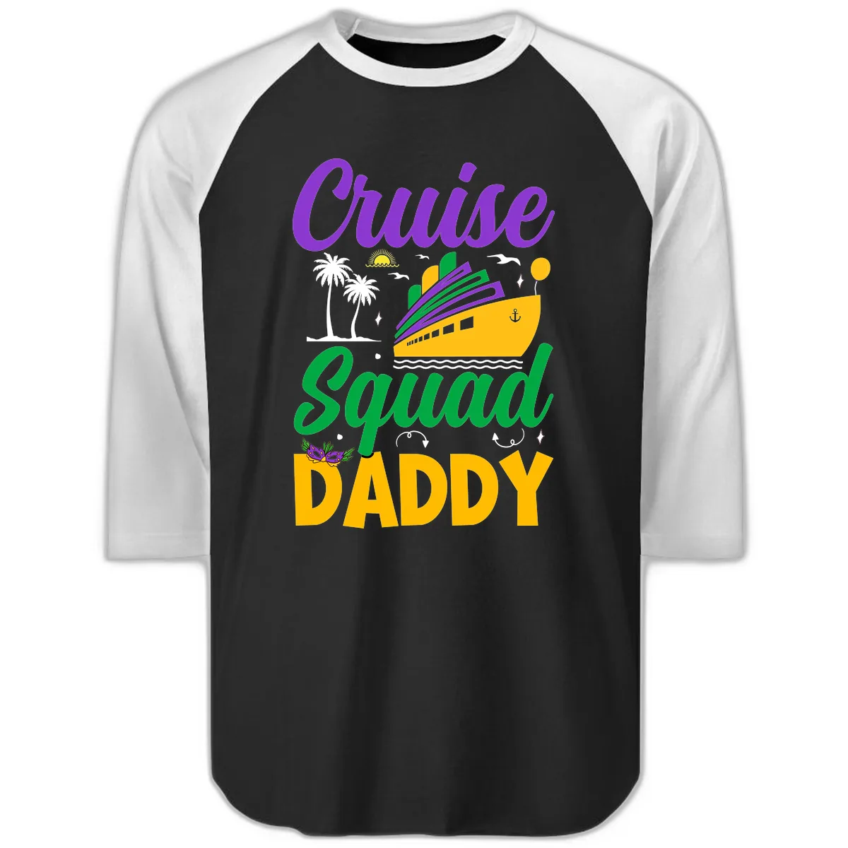 Cruise Squad Daddy Raglan 3/4 in Black White