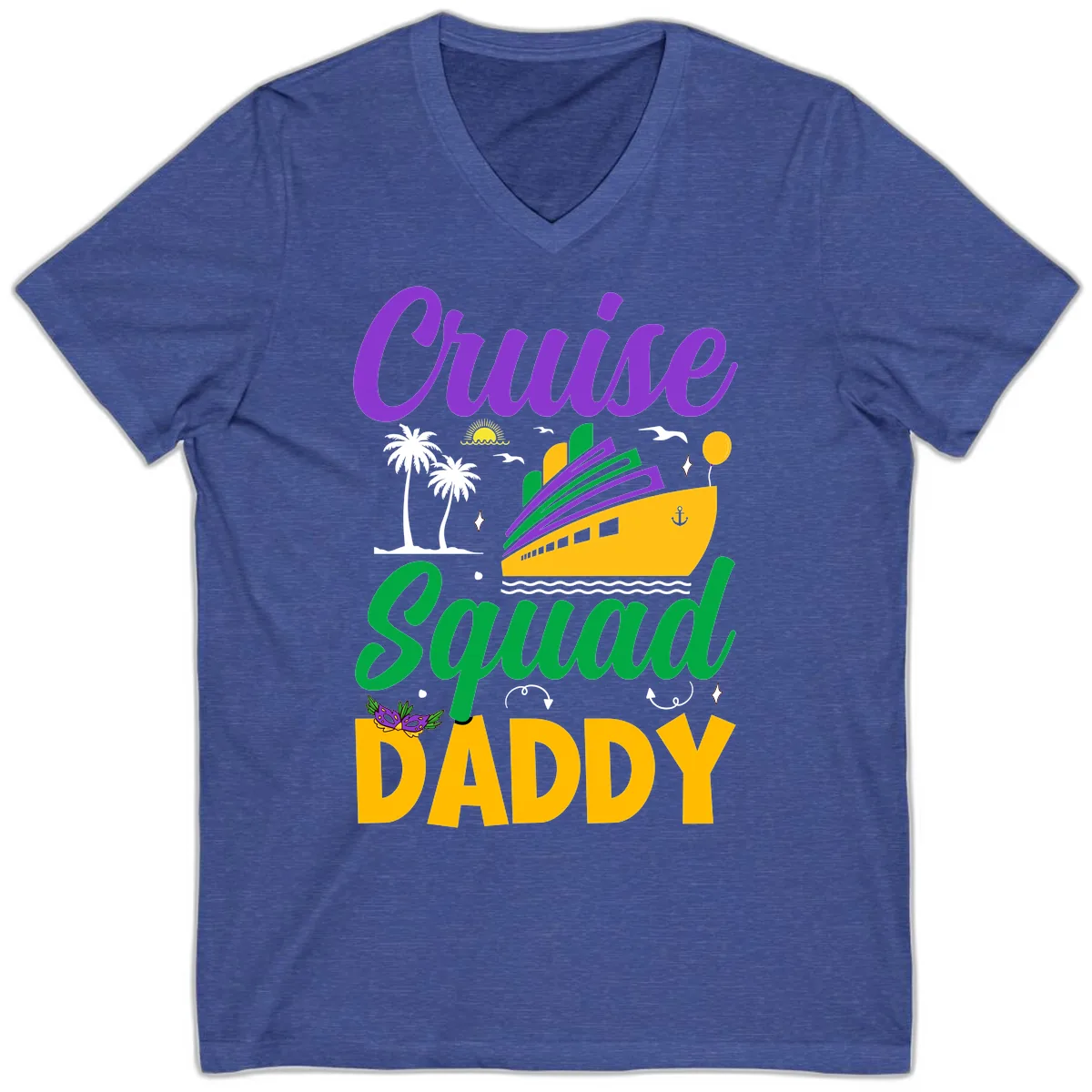 Cruise Squad Daddy V-Neck in Heather True Royal
