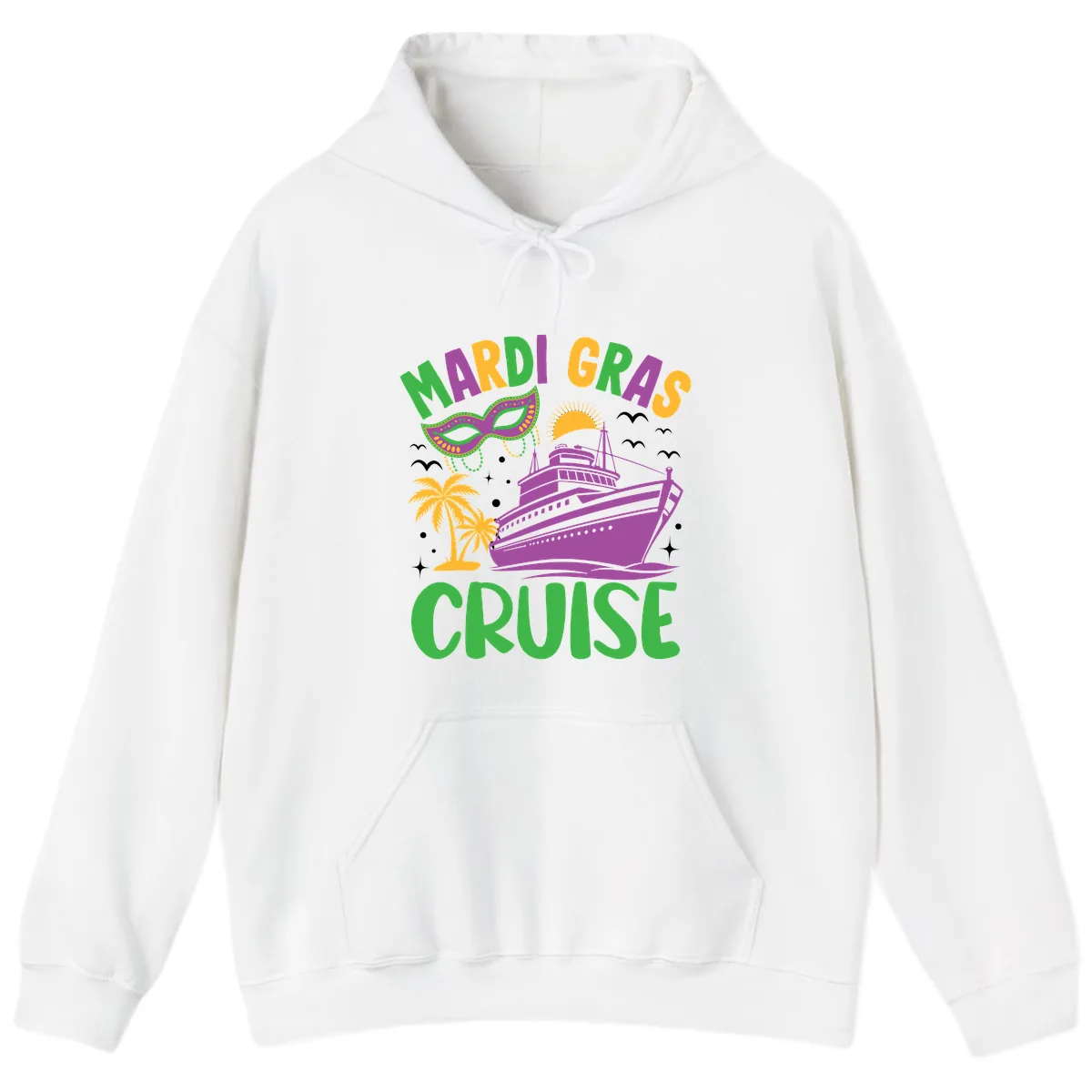Mardi Gras Cruise Hoodie in White