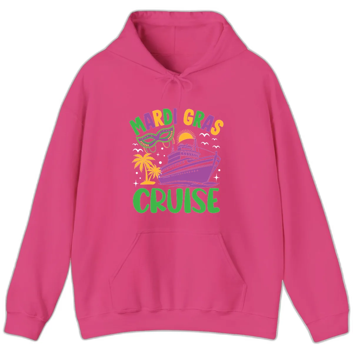 Mardi Gras Cruise Hoodie in Heliconia