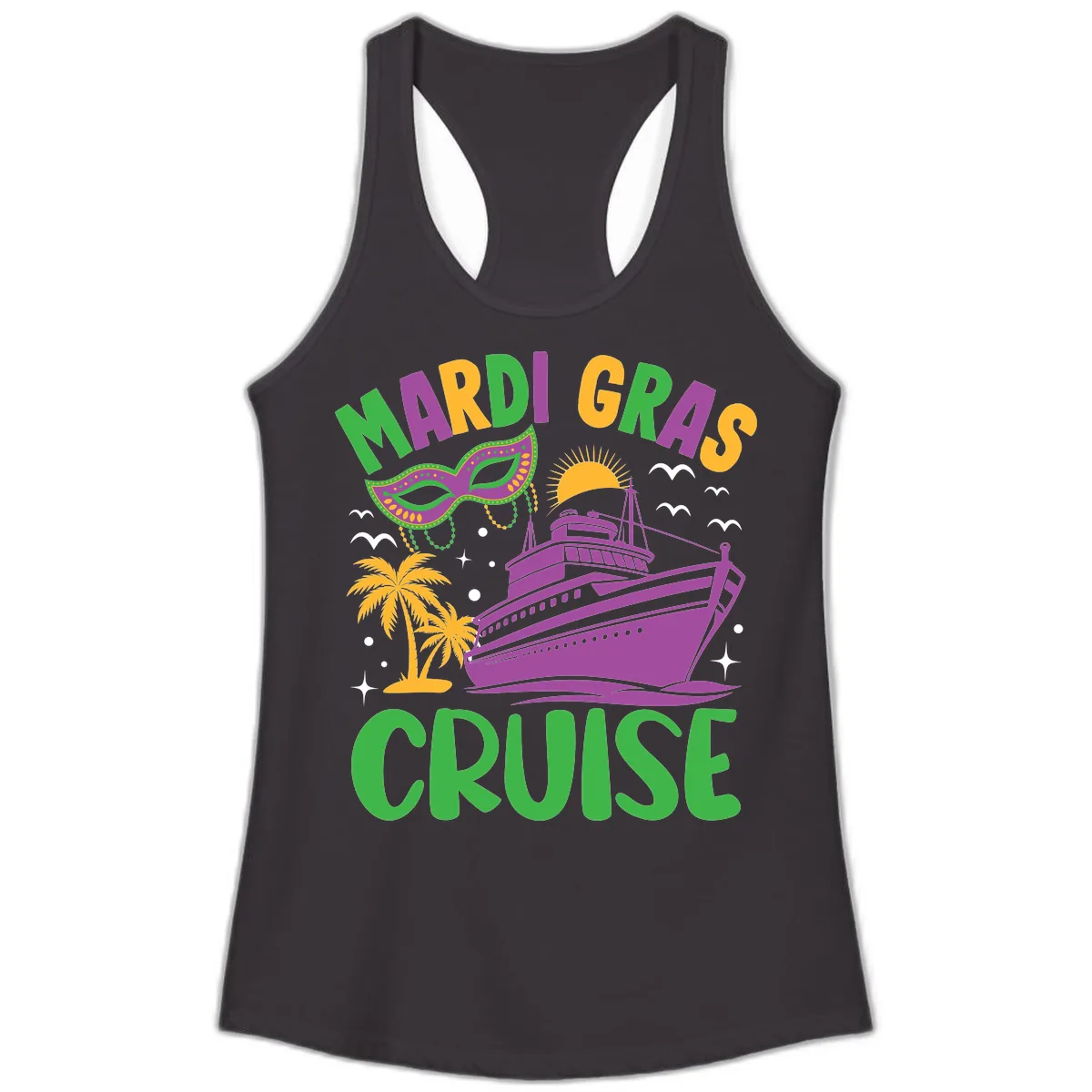 Mardi Gras Cruise Ladies Tank in Black