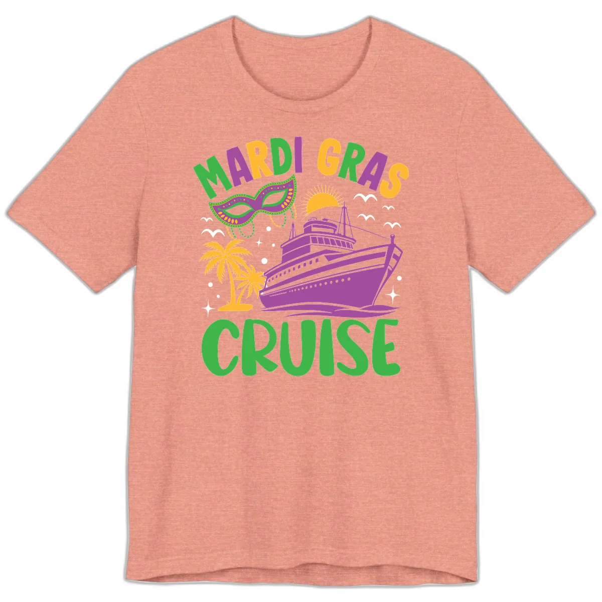Mardi Gras Cruise Premium T-Shirt in Heather Sunset