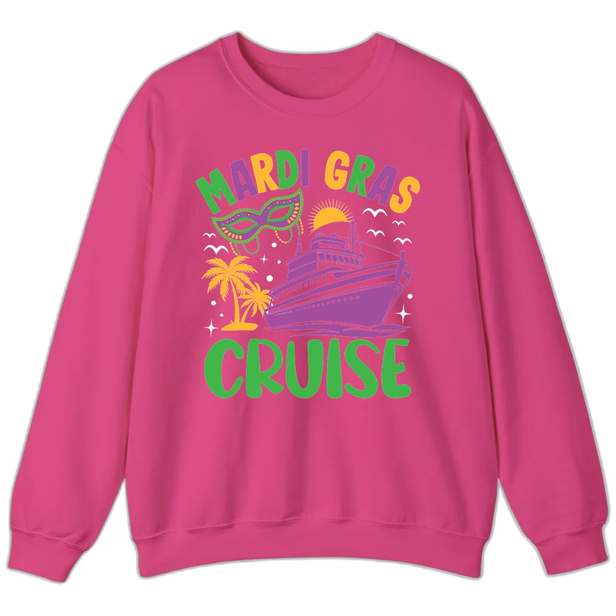 Mardi Gras Cruise Sweatshirt in Heliconia