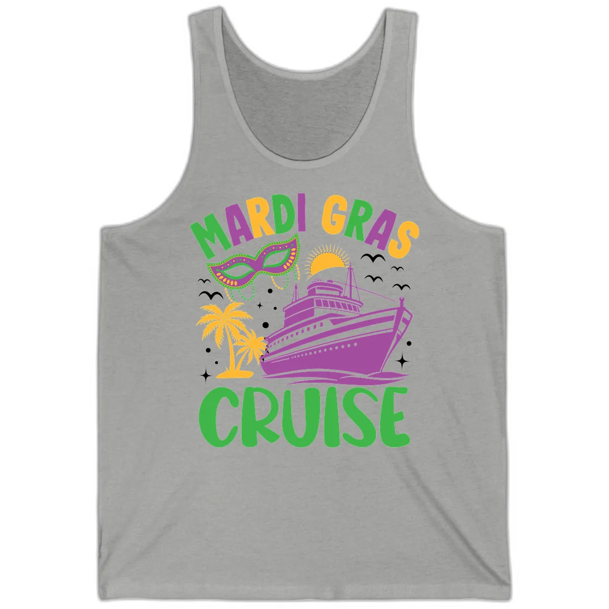 Mardi Gras Cruise Tank in Athletic Heather
