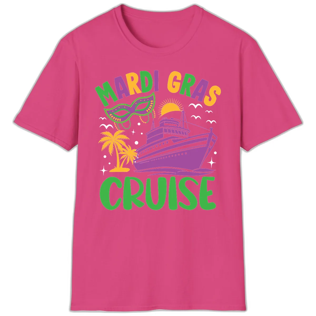 Mardi Gras Cruise T-Shirt in Heliconia