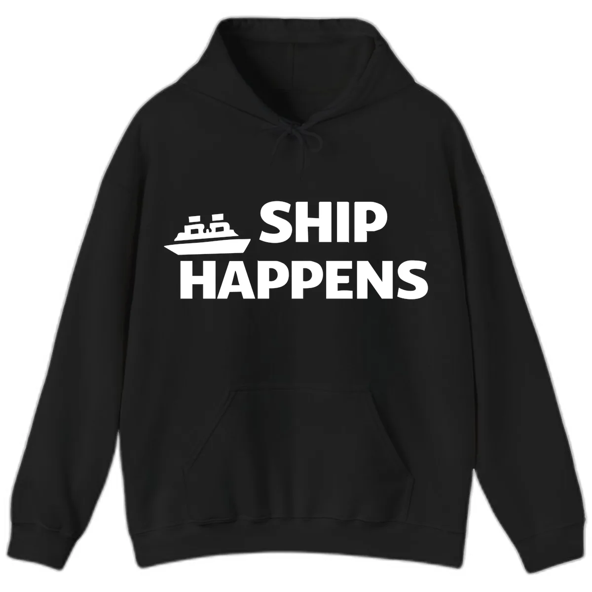 Ship Happens Cruise Nautical Design Hoodie in Black