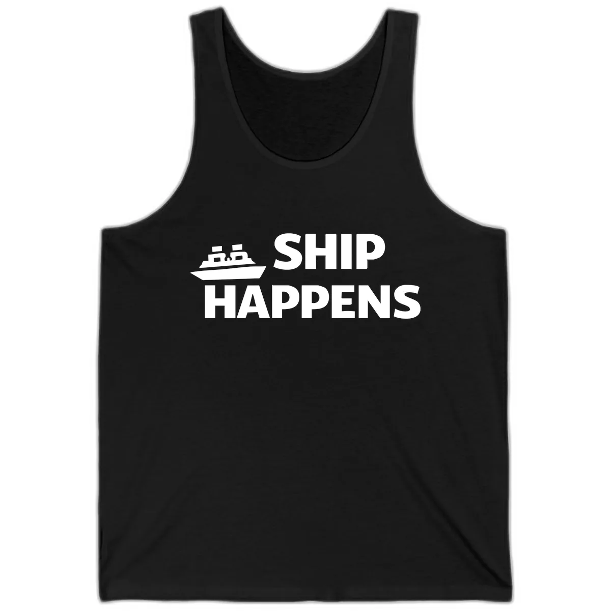Ship Happens Cruise Nautical Design Tank in Black