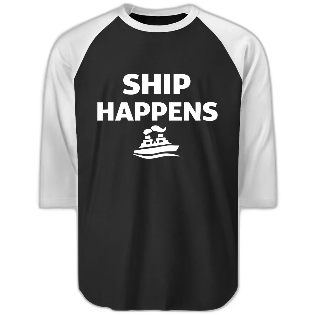 Ship Happens Raglan 3/4 in Black White