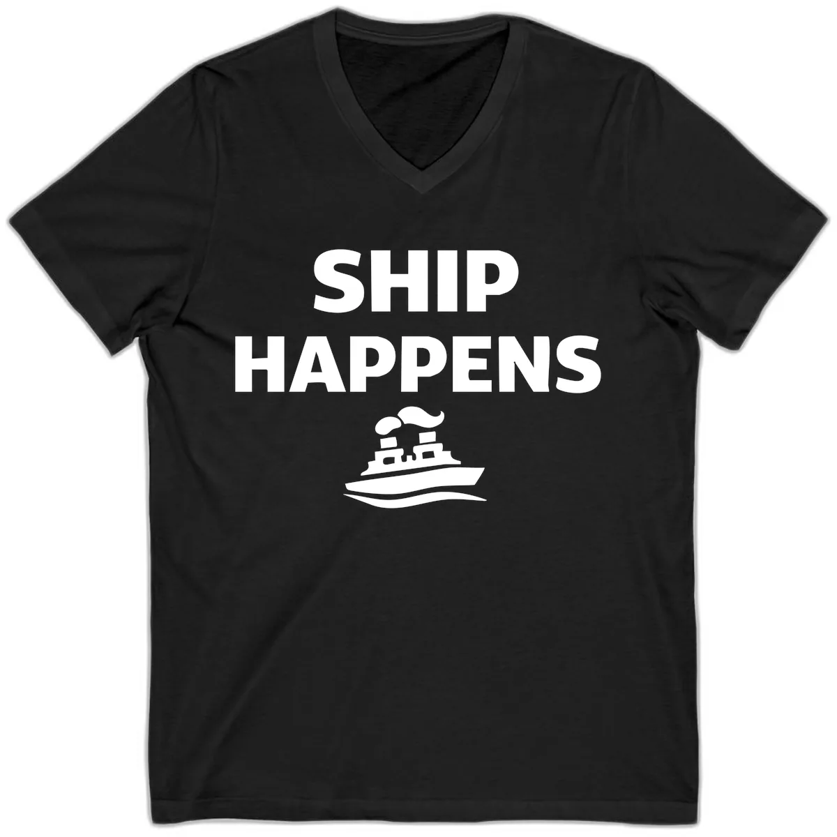 Ship Happens V-Neck in Black
