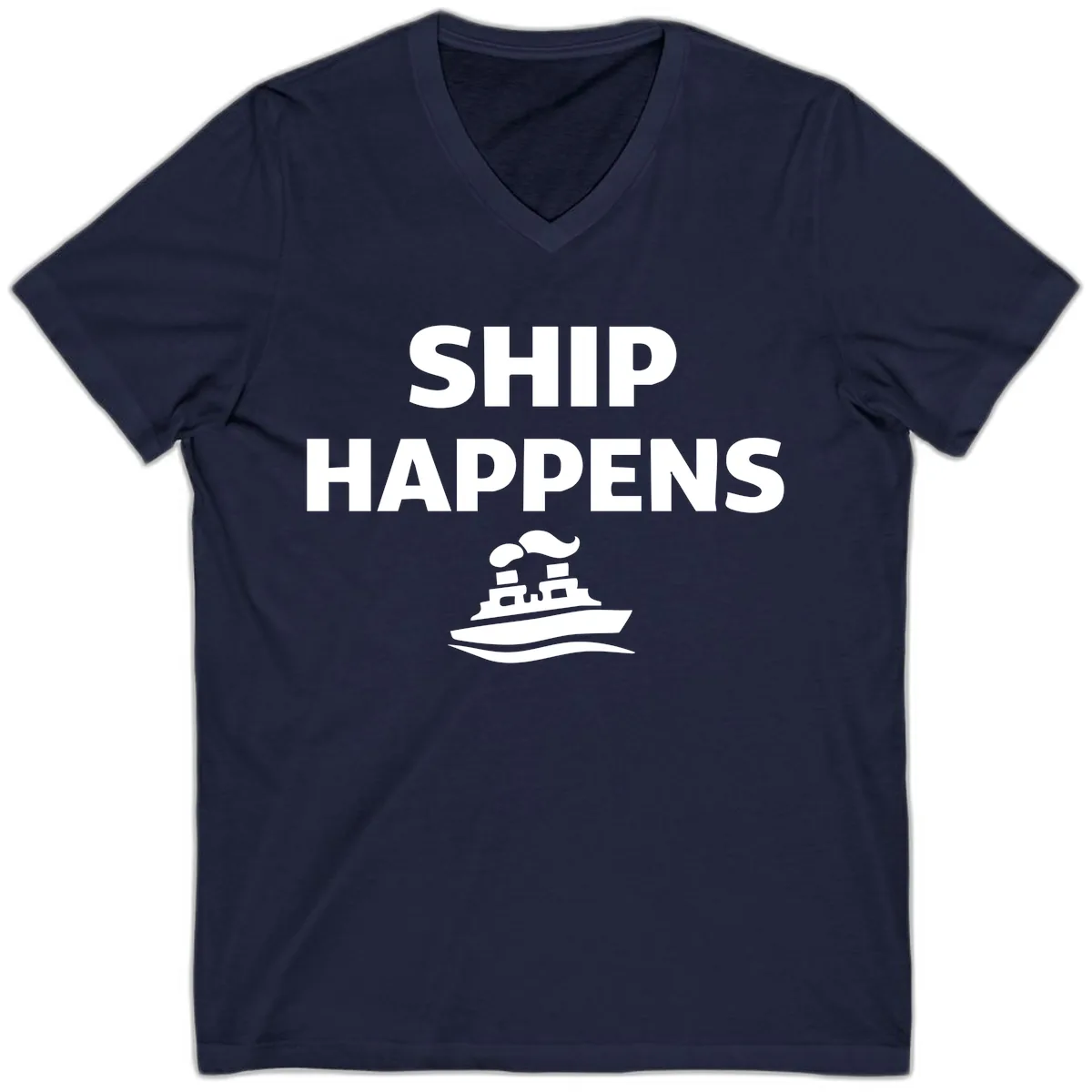 Ship Happens V-Neck in Navy