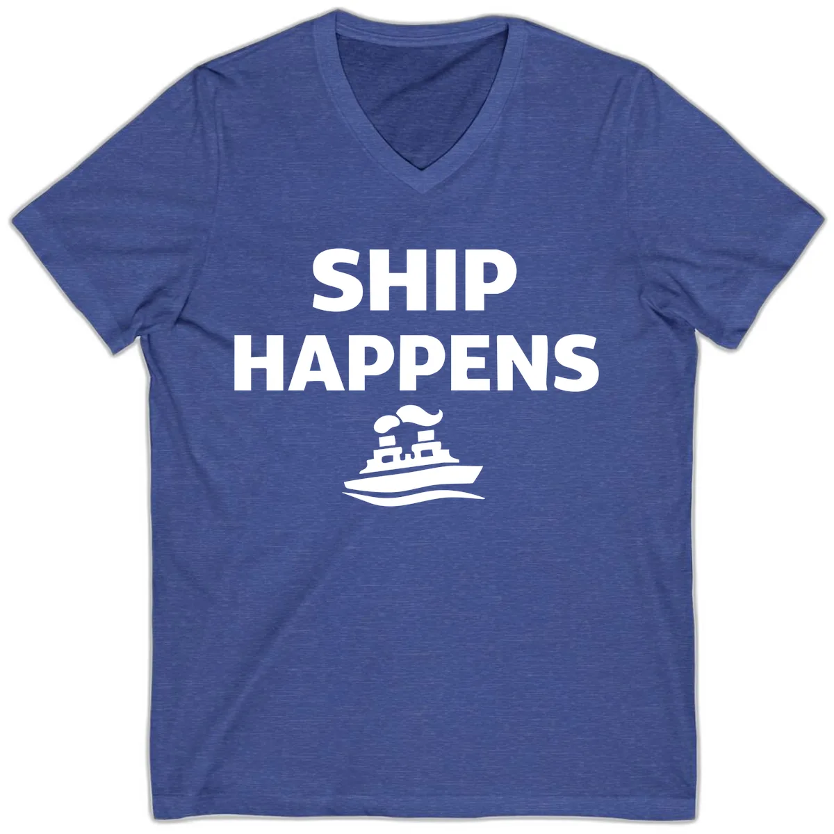 Ship Happens V-Neck in Heather True Royal