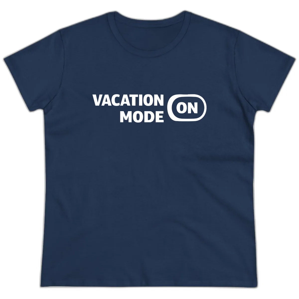 Vacation Mode On Ladies Tee in Navy