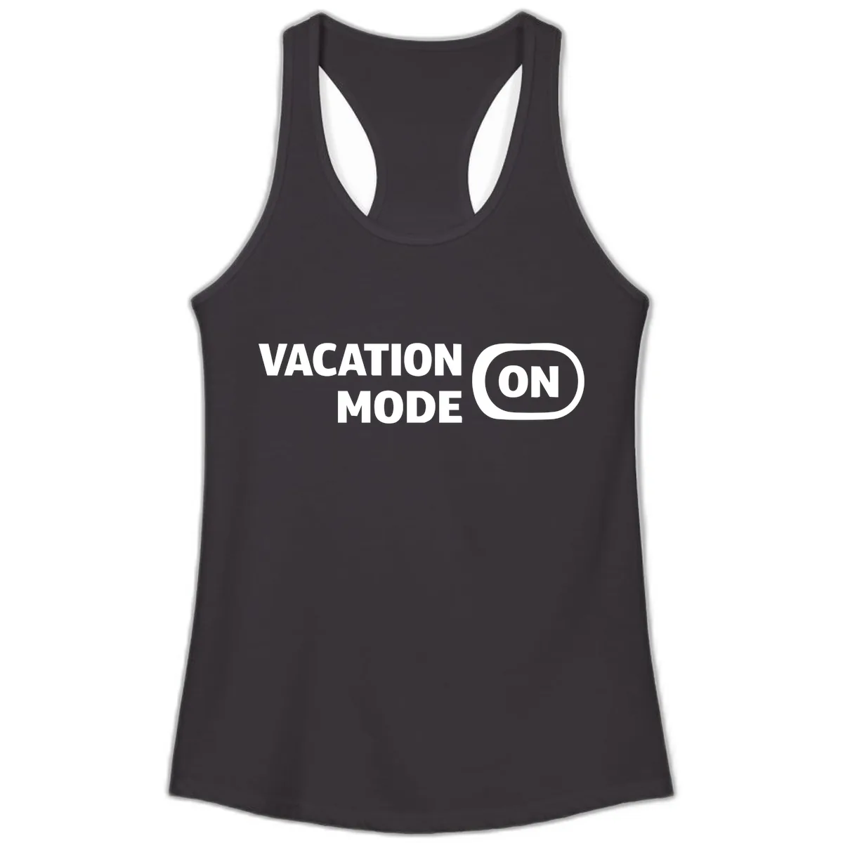 Vacation Mode On Ladies Tank in Black
