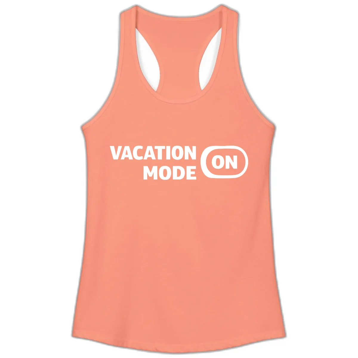 Vacation Mode On Ladies Tank in Solid Light Orange