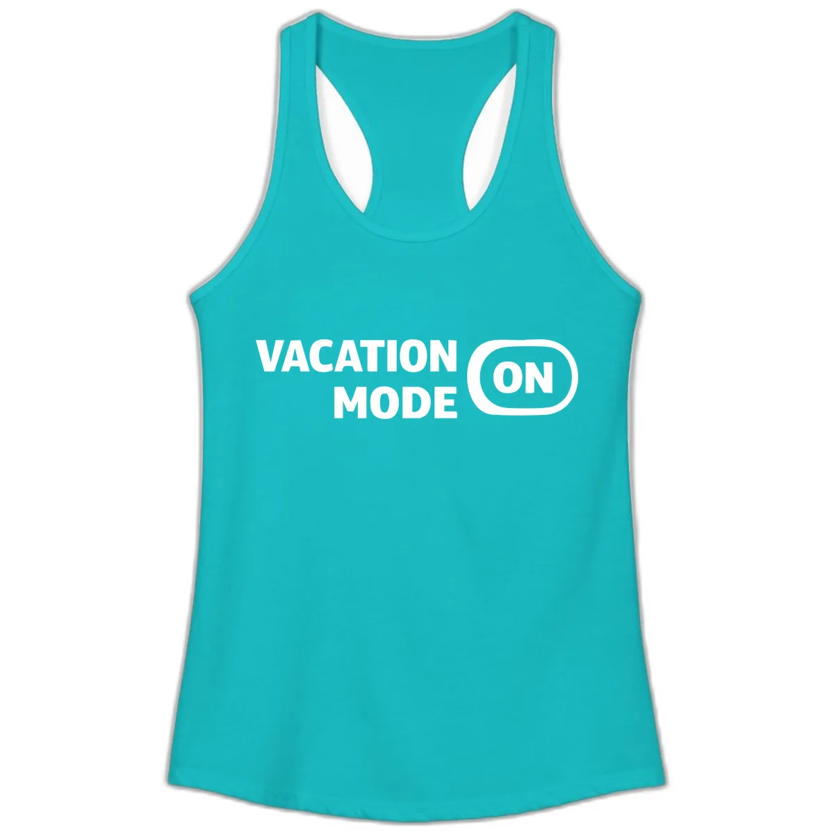Vacation Mode On Ladies Tank in Tahiti Blue
