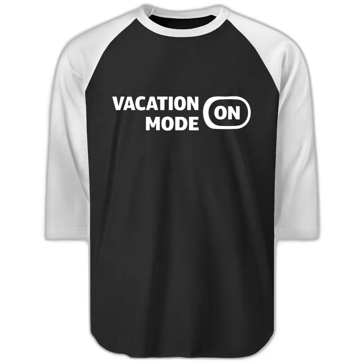 Vacation Mode On Raglan 3/4 in Black White