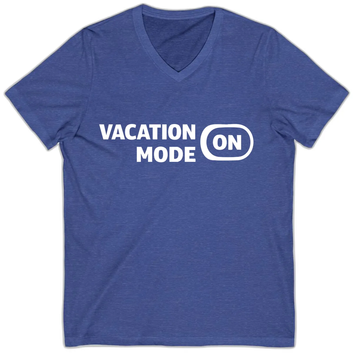 Vacation Mode On V-Neck in Heather True Royal